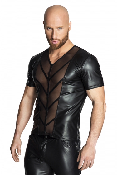 Sexy heren wetlook en transparante shirt